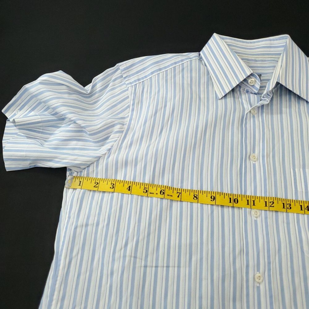 Van Laack Royal Button Down Shirt Mens Medium Blue Casual Dress Short Sleeve M - Picture 5 of 13
